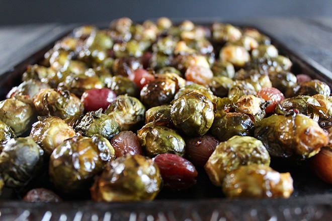 Balsamic Brussels Sprouts and Red Grapes | nutritionstripped.com