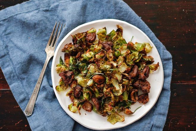 Crispy Brussel Sprouts with Chestnuts | Nutrition Stripped