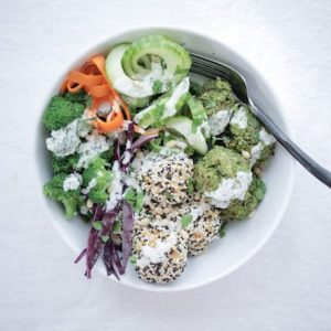 Baked Pea Falafel with Sesame Rice Balls, vegan, gluten-free | Nutrition Stripped