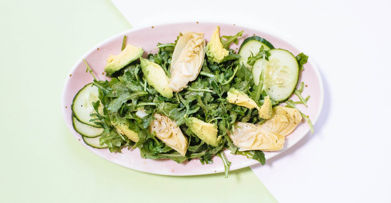 Healthy Artichoke Arugula Spinach Salad | Nutrition Stripped