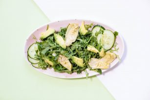 Healthy Artichoke Arugula Spinach Salad | Nutrition Stripped